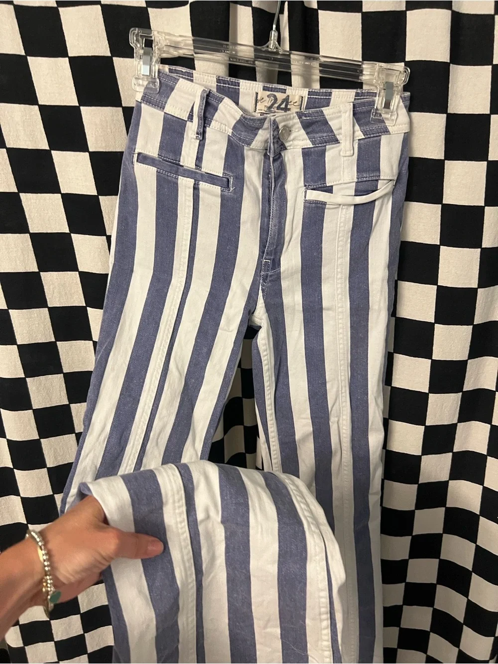 FREE PEOPLE FIRECRACKER STAR & STRIPE FLARE JEANS